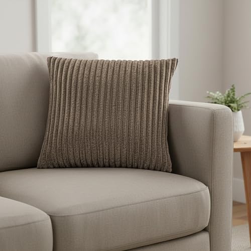 Image of Yellow Weaves Pencil-Stripe Fur Cushion Covers | Soft Polyester | Decorative Sofa & Throw Pillow Covers | 16x16 Inches, Pack of 2 (Multi 2)
