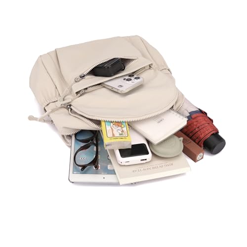 Image of Tanweibago Mini Nylon Women Backpacks,11L Small Ladies backpacks Casual Lightweight Women Shopping Travel Daypack (Z1-beige)