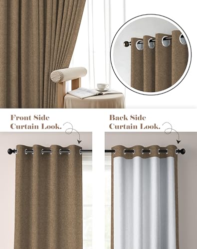 Image of Casableu Twillbone Digital Print 85% Blackout Curtains for Door /Window, Thermal Insulated, Tie Back, Wider Width 50 in, Eyelet Curtains for Living Room /Bedroom (Coffee 7 ft Set of 2)