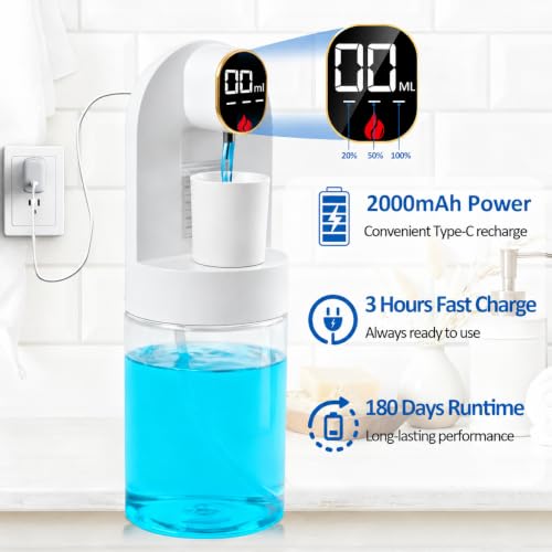 Image of Mouthwash Dispenser for Bathroom, Automatic Mouthwash Dispenser, 20.29 oz Touchless Electric Wall Mounted Mouth Wash Dispenser, 4 Modes with 4 Magnetic Cups for Kids & Adults,Bathroom Accessories Set