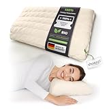 SHOGAZI orthopädisches Bio   Nackenstützkissen, besonders weiches Seitenschläferkissen, ergonomisches, individuel einstellbares Nackenkissen, Hilfe bei Nackenschmerzen, Made in Germarny
