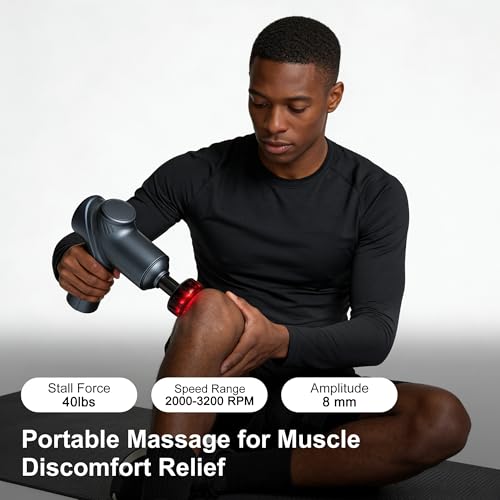 Image of LEERCON Massage Gun with Heat, Deep Tissue Back Massager for Pain Relief, Mini Muscle Percussion Massage Gun, Birthday Gifts for Men Women Dad Home, Office & Travel, Blue