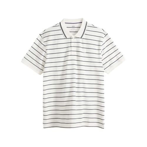 Image of Levi's Men's Short Sleeve Polo Shirt Original with Piqué Texture, Standard Fit, Beige (Teddy Stripe Egret), L