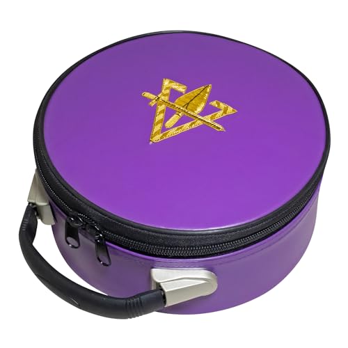 UK empire group limited Cryptic Masonic Royal and Select Master Crown Cap Case Purple, Hand Embroidered Emblem | Freemason Carrying Hat Box