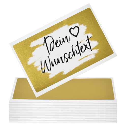 50 x Goldene Rubbelaufkleber in 5.8x3.5cm - Rubbellose selber machen - Ideal für Gutschein Adventskalender Rubbellos Goldenes Ticket Rubbeletiketten Rubbel Sticker Geschenke Weihnachten