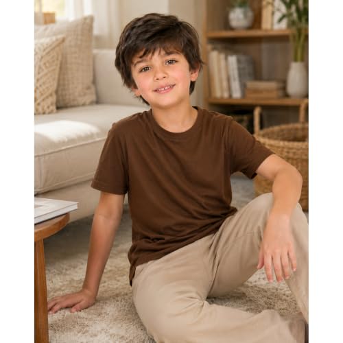 Image of Kids Round Neck Boys Tshirt | Short Sleeves | Natural Organic 100% Cotton Soft Comfortable Fabric | School Plain Color Original Branded Half Sleeve | T-Shirt for Boy Kid | Sleepwear Everyday Casual