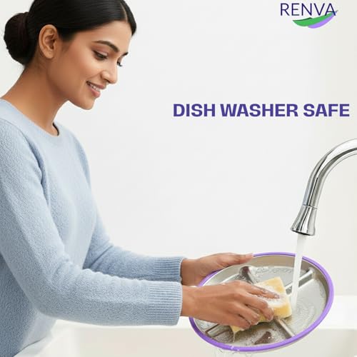 Image of RENVA Stainless Steel Kids Plates Suction Plate for Baby,Divided Toddler Plates with Removable Silicone Sleeves for Mess-Free Feeding, Non-Toxic, Non-Slip (Purple, 1 Plate)