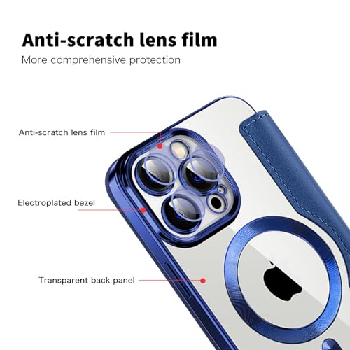Funda protectora para iPhone 15 Pro Max de cuero con tapa y cierre RFID 5