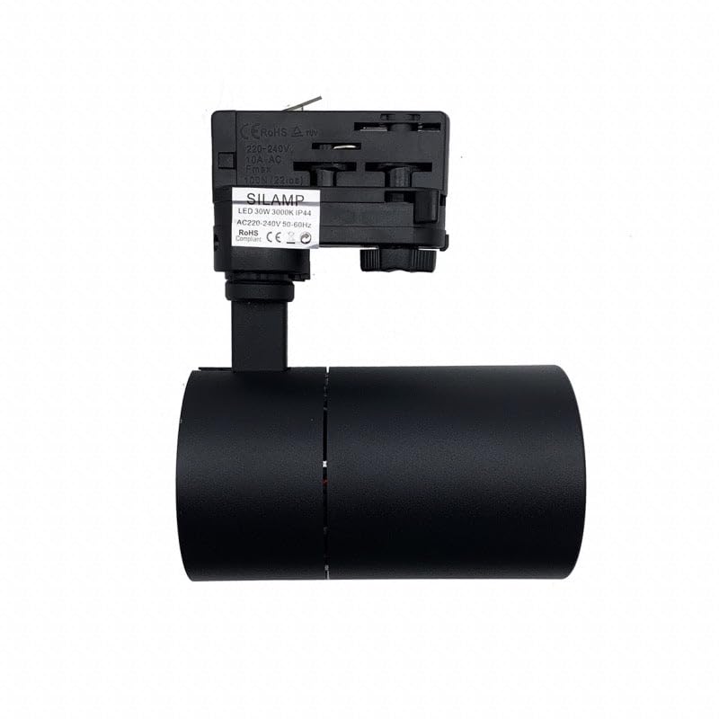 Spot LED sur Rail 30W 80° Compact Triphasé NOIR - Blanc Chaud 2300K - 3500K - SILAMP