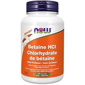 Now Foods Betaine HCL 648mg with protease 120vcap