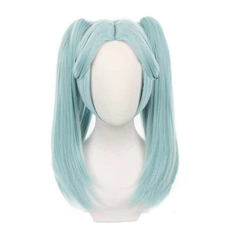 Anime Cyan-Blue Cosplay Wigs With Double Ponytails Halloween Costume Party Wig for Women - Image 2