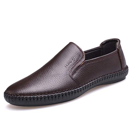 POachers Hombres Clásico Original Mocasines Comodidad Zapatos de Conducir Ponerse Plano Pantuflas Zapatos de Cuero Hombre Casual