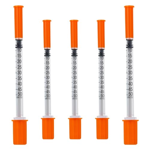 0.5ml Syringe with 31Ga 1/2 Inch Needles, Sterile Individual Packaging for Lab Supplies, Pack of 100