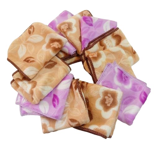 Heart Pattern Hand Napkins, Soft Fleece, Pink Blue Orange, Pack of 12 (Multicolor-2)-image-49