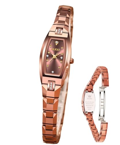 JSDUN 女性 クォーツ時計 タングステンスチール ローズゴールド カジュアル 腕時計 Ladies watch : OUPINKE メンズ 自動巻き 機械式 トノ ダイヤモンド