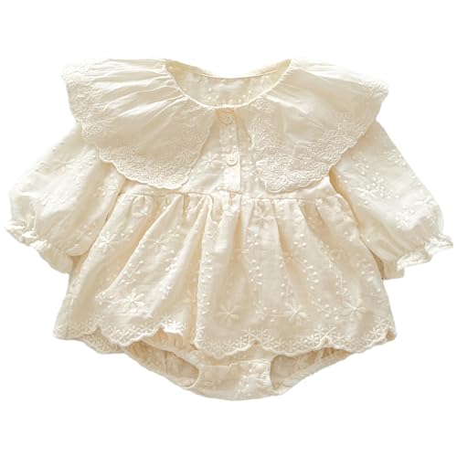 Baby Girl Long Sleeve Lace - Hemmed Cotton Blend Bodysuit Dress - Ideal for 3M - 2T