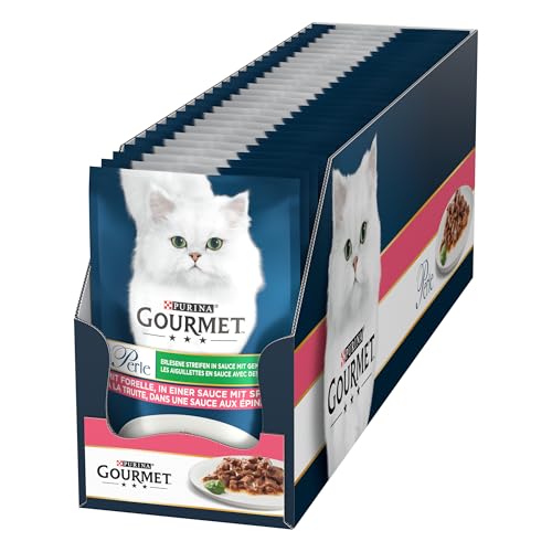 Gourmet Perle Erlesene Streifen Katzenfutter nass, mit Forelle, 26er Pack (26 x 85g)
