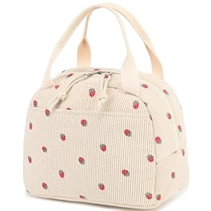 Bluboon Lunch Bag for Women Men Cute Corduroy Lunch Tote Bags Reusable Insulated Lunch Box Large Capacity Reusable Insulated Cooler for Work Picnic or Travel