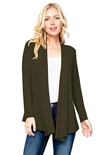 Women's Drape Front Open Cardigan Long Sleeve (S-2X, Made in USA)3