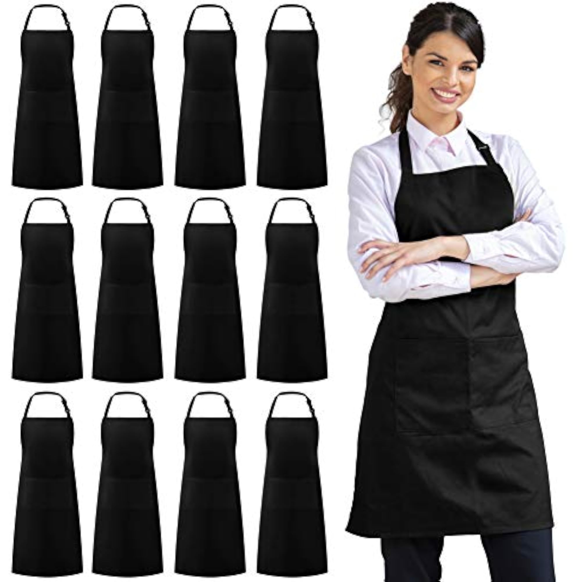 12 Pack Adjustable Bib Apron Set for Cooking