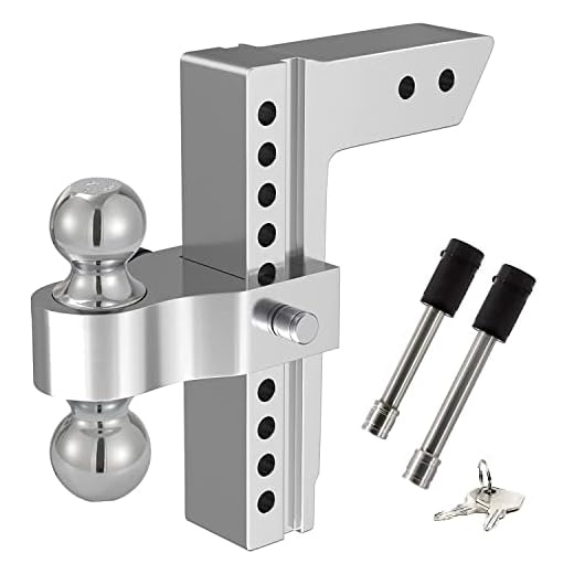 YIZBAP Adjustable Trailer Hitch, Fits 2" Receiver, 10" Drop/Rise Drop Hitch, 12500 LBS GTW, Ball Mount, 2" and 2-5/16" Dual Towing Ball with Double Stainless Steel Locks