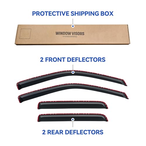 Image of in-Channel Window Visors Rain Guards Shield for 2004-2012 Chevy Colorado, Window Vent Wind Deflectors Visors Shades for 2004-2012 GMC Canyon Crew Cab