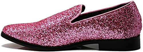 Image of SPK04 Men's Vintage Glitter Dress Loafers Slip On Shoes Classic Tuxedo Dress Shoes