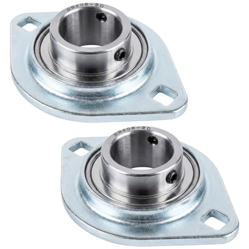 Image of 2 Pack SBPFL206-20 Pillow Block Bearings 1-1 /4 inch Bore Bearing Units Steel Flange Mounted Bearing Housing (SBPFL206)