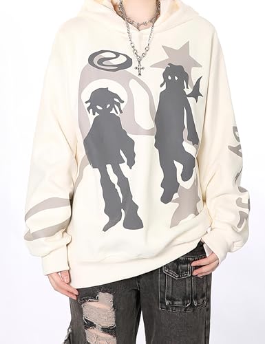 Y2k Oversized Graphic Hoodies Vintage Grunge Sweatshirts Aesthetic Print Hoodies Cool Streetwear With Hooded4