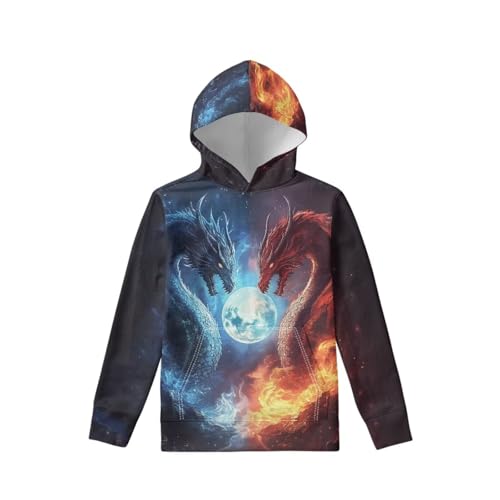 Image of WELLFLYHOM Boys Hooded Sweatshirts Hoodie Pullover Cool Graphic Crewneck Blouses Size 6-16