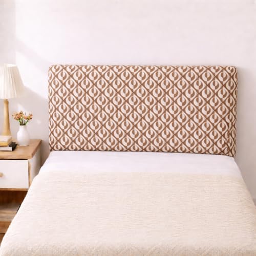Image of HOMETHREADS Stretchable Lycra /Velvet Bed Cover | Soft, Dust-Proof & Wrinkle-Resistant Bed Back Protector | Fits Leather, Wooden & Fabric Bedsides (Brown, 90x65Cm)