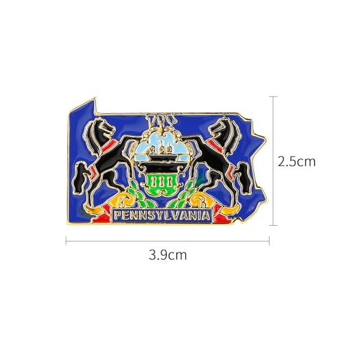 Image of State Shaped Map Lapel Metal Pin Enamel Brooch Keepsake Beautifully Designed for Backpack Hat
