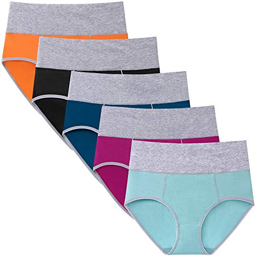 Image of Womens Underwear,Cotton Mid Waist No Muffin Top Full Coverage Brief Ladies Panties Lingerie Undergarments for Women Multipack