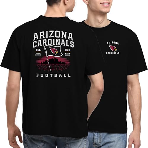 Junk Food NFL - Unisex Adult Short Sleeve Fan Tee - Arizona Cardinals Field Flag - Officially Licensed - Black - XL
