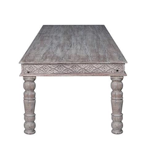 84-x-40-Solid-Wood-Dining-Table-Antique-White-Formal-Dining-Table-Large-Hand-Carved-Desk-8-seat-Dining-Table-for-Farmhouse-Dining-Room 84 x 40 Solid Wood Dining Table Antique White Formal Dining Table Large Hand Carved Desk 8 seat Dining Table for Farmhouse Dining Room