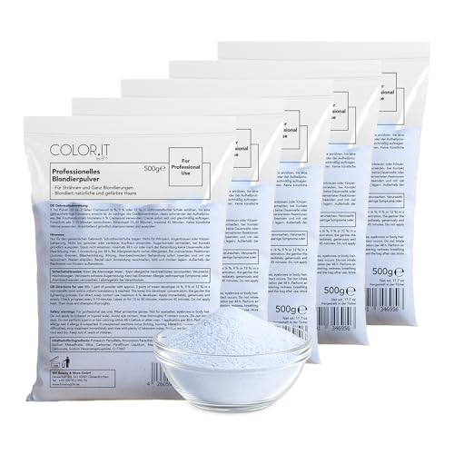 COLOR.IT Blondierpulver (5er Pack) Hochwertiges Premium Aufhellungspulver 500g Staubfrei für bis zu 7 Stufen Aufhellung Geeignet für alle Blondier- und Strähnen-Techniken