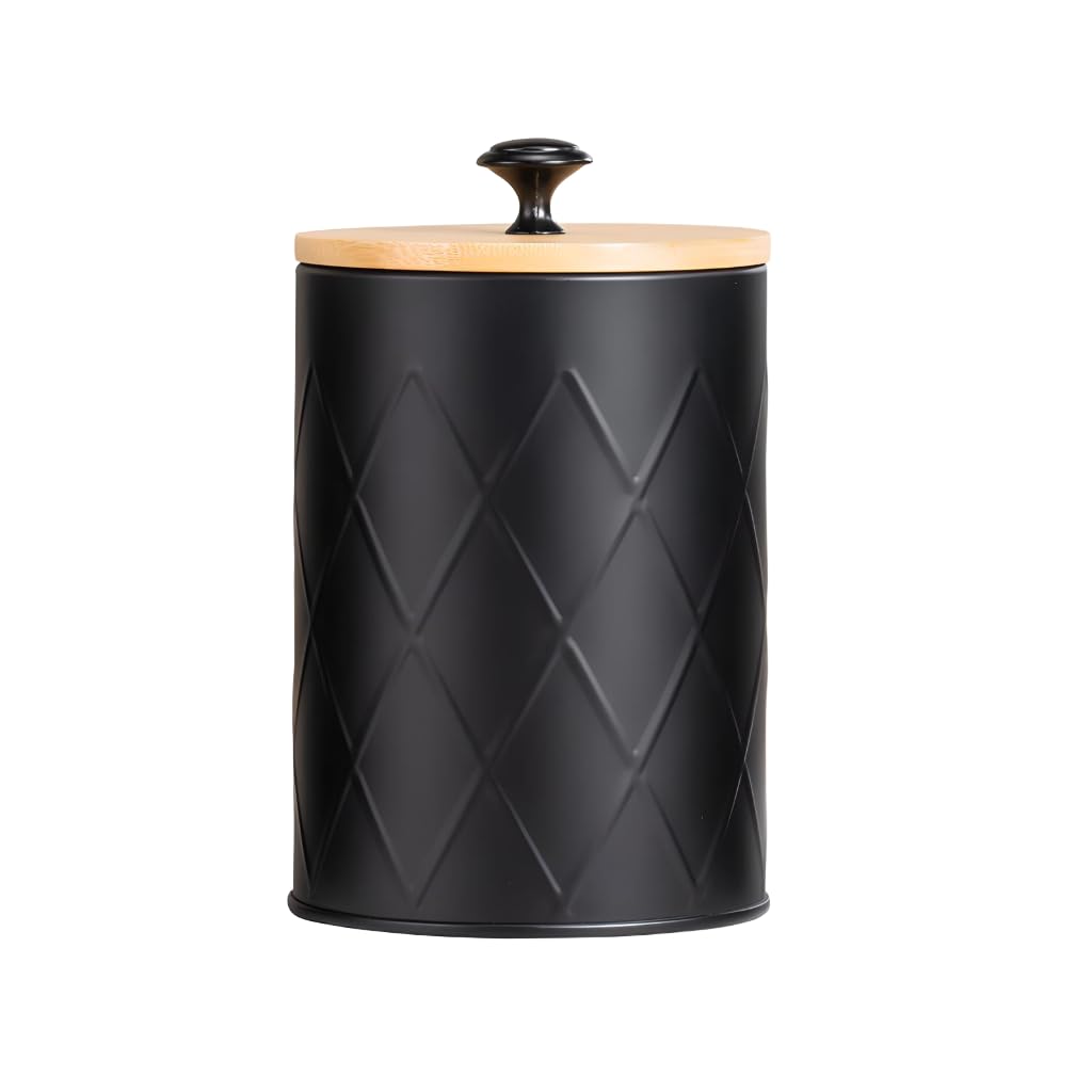 Kiss Me Black Tea Coffee Sugar Canisters Set With Bamboo Airtight Lids