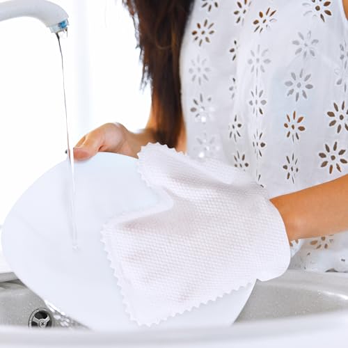 Image of 80Pieces White Microfiber Dusting Gloves Dust Wipes, Feather Dusters, Grabs and Locks in Dust Cleaning Gloves for Cleaning Shoe Bag Glasses Car Electronic Device