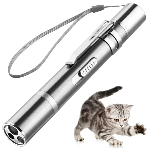 Zugesify Laser Pointer Cat Toy, Interactive Toy with Red Dot LED Light Pointer, Long Range 3 Modes Projection Playpen for Kitten Interaction,USB Recharge Pointer (1 pcs)