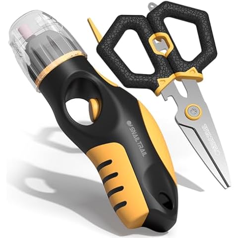 SNAIL TRAIL Fishing Line Stripper & 6" Scissors Kit, Built-in Electric Hook Sharpener, Portable Fish Braided Line Remover & Unwinding Tool, Reel Line Removal Equipment, Stripping Unwinder Gear for Men Cover