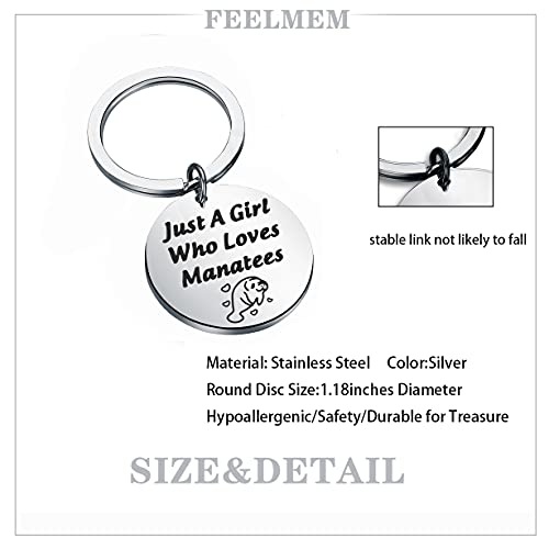 FEELMEM Manatee Jewelry Just A Girl Who Loves Manatees Keychain Manatee Lover Gifts Tropical Manatee Sea Cow Gift2