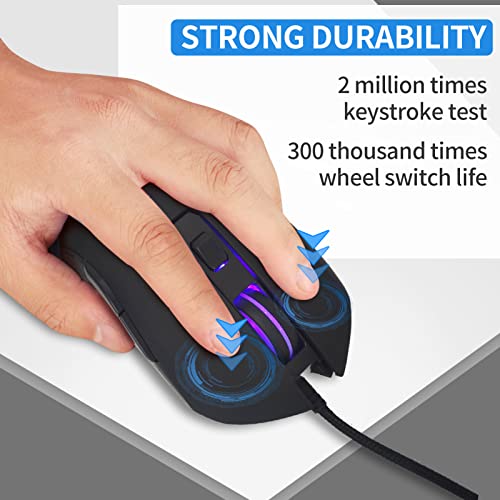 Iulonee Usb Type C Wired Mouse,Silent Computer Mouse Optical Gaming Mice Ergonomic 7 Led Backlight 2400 Dpi 6 Buttons For Office Home Windows Pc,Laptop,Desktop,Notebook,Macbook (Type-C Black) #TOP3