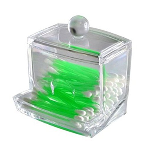 SAGUARO Clear Acrylic Cotton Balls Swabs Holder/Women Hair Accessories Box/Cosmetic Makeup Organizer Powder Storage Case/Jewelry Organizer