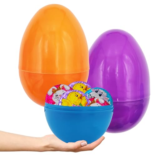 2-Count Massive Multicolor Fillable 8 Inch Easter Eggs Colorful Bright Plastic Stands Upright Perfect for Surprise Easter Hunt Assorted Colors 8 Giant Fillable Eggs (2-Pack)