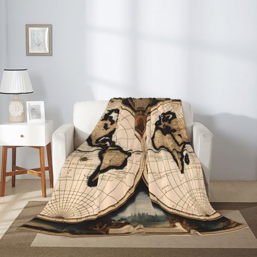Couverture globe terrestre chaude plaid lit jeté de canapé léger 152x127