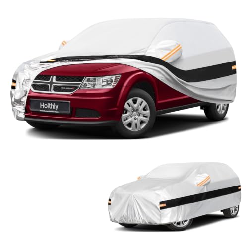 Image of 10 Layers SUV Car Cover Custom Fit for Dodge Journey (2008-2020), Waterproof All Weather for Automobiles, Outdoor Full Cover Sun Dust Rain Protection with Cotton. Silver