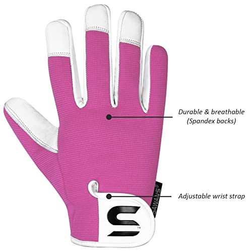 SAWANS Leather Gardening Gloves Ladies and Mens Thorn Proof Garden Gloves for Women and Men Ideal Gardening Gifts Durable Goatskin Work Gloves (L - Image 3