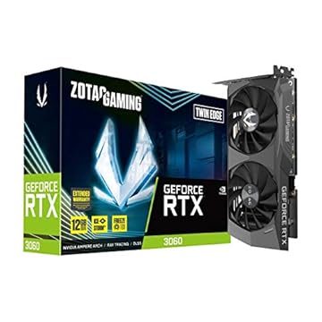 ZOTAC Placa de vídeo para jogos GeForce RTX 3060 Twin Edge 12GB GDDR6 192-bit 15 Gbps PCIE 4.0, refrigeração IceStorm 2.0, controle ativo do ventilador, parada de congelamento, ZT-A30600E-10M