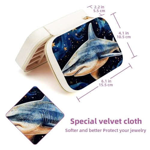 Boîte à bijoux de voyage velours Star Shark avec compartiments - 6