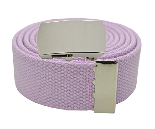 Plain Canvas Military Web Belt & Big Silver Buckle 60 Inch